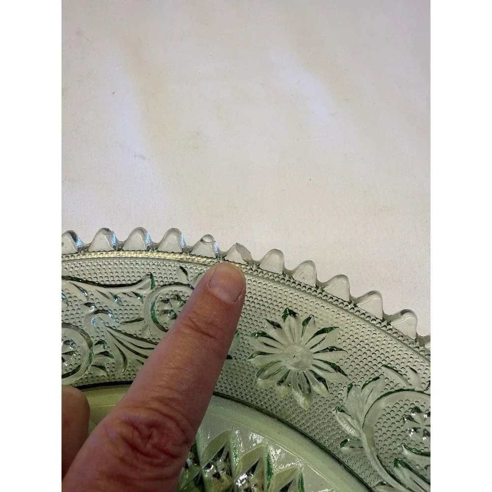 Vintage Tiara Chantily Sandwich Light Green Glass 12